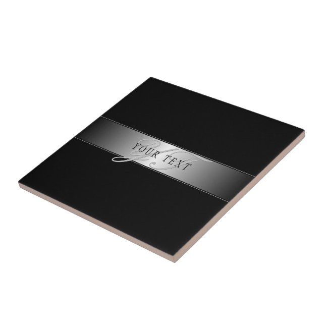 Azulejo De Cerâmica Escrevendo de Script Monograma Editável Elegante | (Lateral)