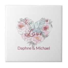 Azulejo De Cerâmica Escrito Elegante Rustic Modern Chic Heart Script