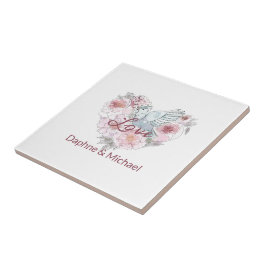 Azulejo De Cerâmica Escrito Elegante Rustic Modern Chic Heart Script