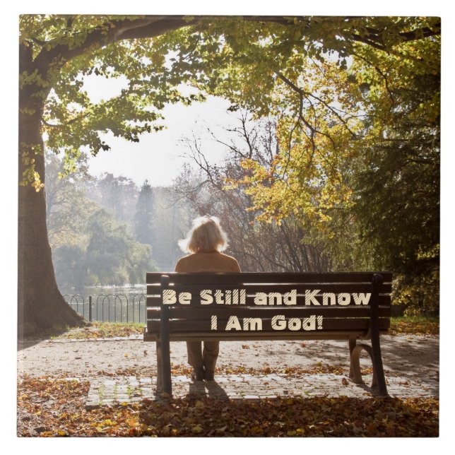 Azulejo De Cerâmica Escritura Esteja quieta e saiba que sou Deus Azule (Frente)