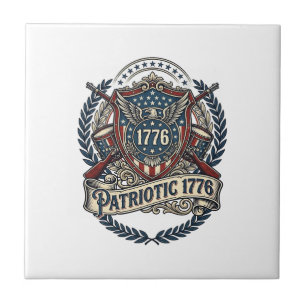 Azulejo De Cerâmica Escudo de Batalha Patriótico 1776 Símbolo Inspirad