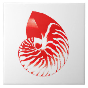 Azulejo De Cerâmica Escudo do nautilus - obscuridade - vermelho e
