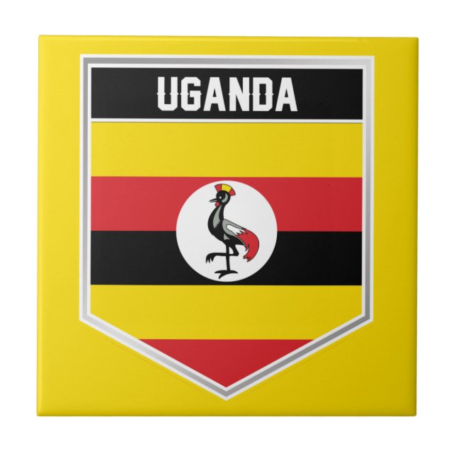 Azulejo De Cerâmica Escudo do Sinalizador do Uganda (Frente)