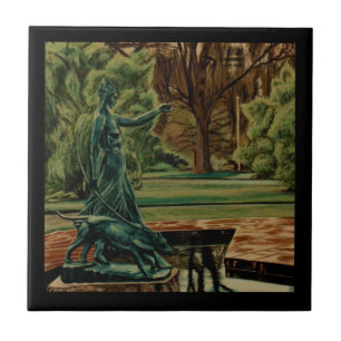 Azulejo De Cerâmica Escultura de Diana Artemis nos Jardins