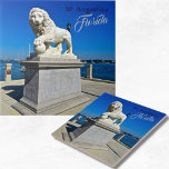 Azulejo De Cerâmica Escultura de mármore na ponte de Rua de Leões. Aug<br><div class="desc">Este Azulejo cerâmico apresenta a foto de um dos dois leões de mármore brancos galantes que ficam guardas sobre a entrada da Ponte de Leões que conecta o Santo Augustine, centro de "Cidade Velha", à Ilha de Anastasia. Os grandes leões de mármore da carrera são denominados "Firm" e "Faithful", e...</div>