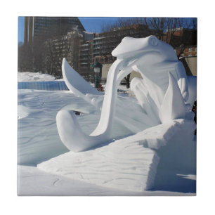 Azulejo De Cerâmica Escultura de Neve sapo, Quebec, Canadá