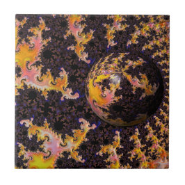 Azulejo De Cerâmica Esfera de Tempestade de Fogo Fractal