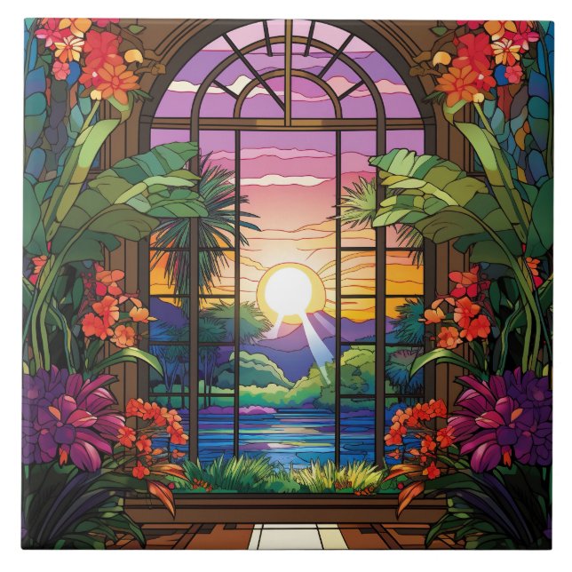 Azulejo De Cerâmica esmalte elegante de jardim (Frente)