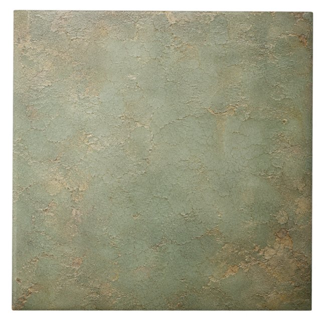 Azulejo De Cerâmica Esmalte Verde Espuma do Mar Rústico Trincado (Frente)