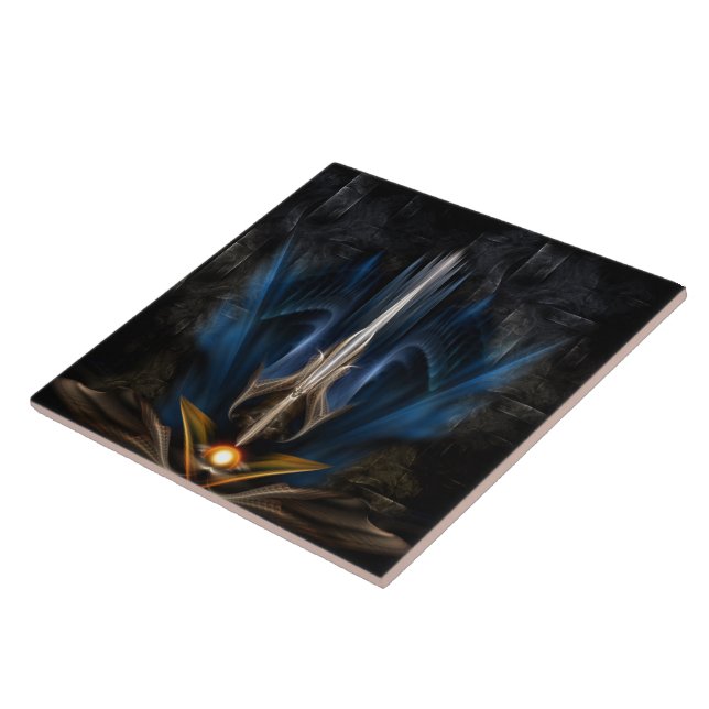 Azulejo De Cerâmica Espada de Arte Fractal Leve (Lateral)