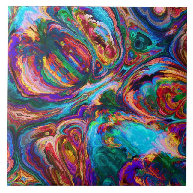 Azulejo De Cerâmica Espalhamento Moderno de Tintas (Frente)