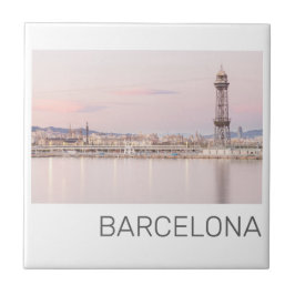 Azulejo De Cerâmica Espanha Catalunha de Barcelona Skyline Sunset