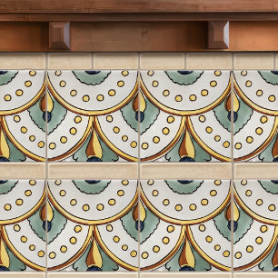 Azulejo De Cerâmica Espanha Floral Majolica Pinta À Mão Autêntica