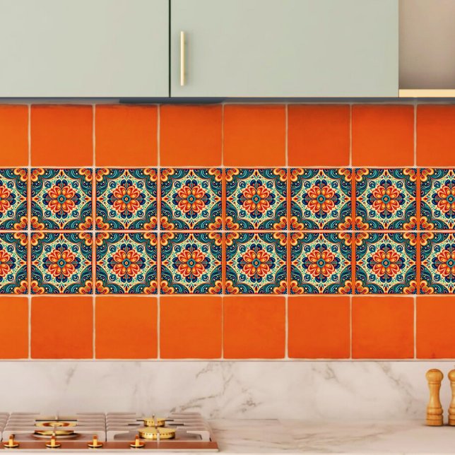 Azulejo De Cerâmica Espanhol Mexicano Modern Fusion Floral (Criador carregado)
