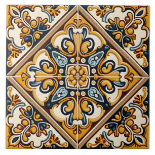 Azulejo De Cerâmica Espanhol Tradicional Ornamentado