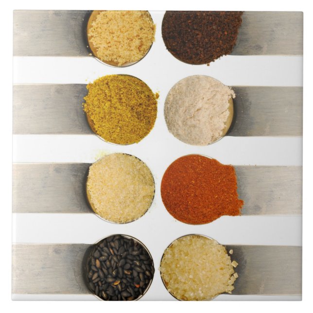 Azulejo De Cerâmica Especiarias de ervas e ingredientes em pó (Frente)