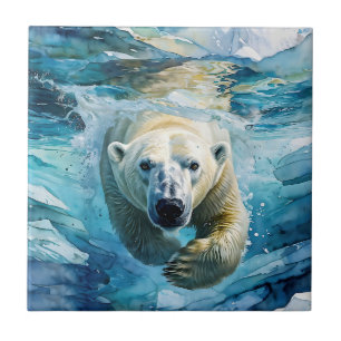 Azulejo De Cerâmica Espelhamento Ártico: O Monarca Nadador