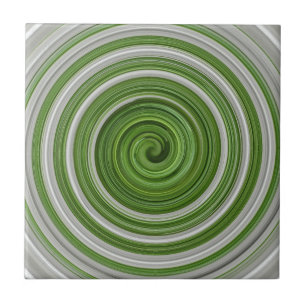 Azulejo De Cerâmica Espelho espiralado branco verde