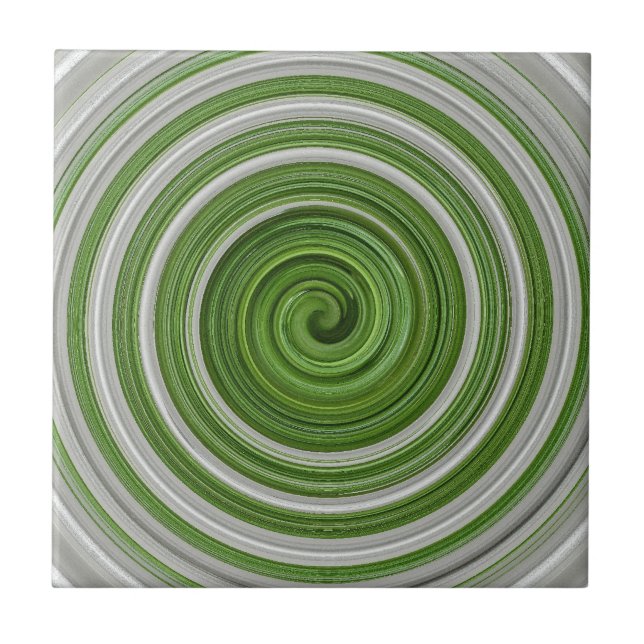 Azulejo De Cerâmica Espelho espiralado branco verde (Frente)