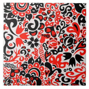 Azulejo De Cerâmica Espetáculo floral de arte popular ucraniana