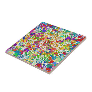 Azulejo De Cerâmica Espirais de Pontos Coloridos Pintura à Mão 2