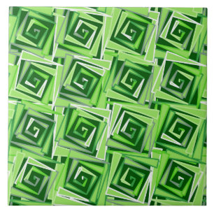 Azulejo De Cerâmica Espirais quadradas modernas, verde de jade