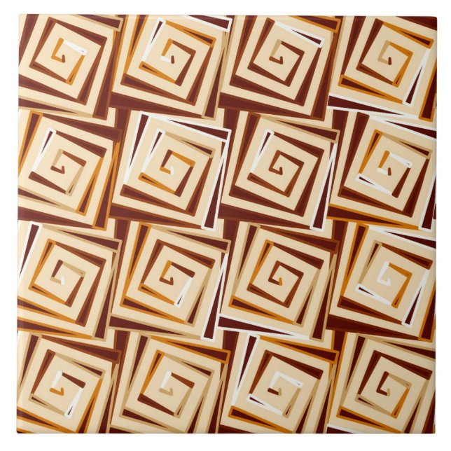 Azulejo De Cerâmica Espirais quadrados modernos do século médio - mult (Frente)