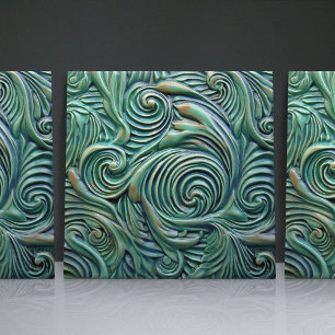 Azulejo De Cerâmica Espirais Vitorianas Florais Padrões Orgânicos Verd