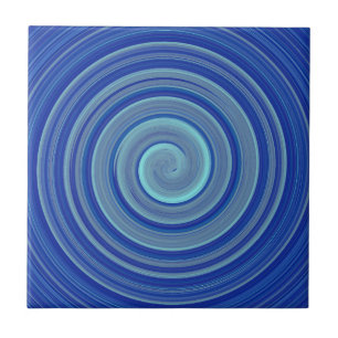 Azulejo De Cerâmica Espiral azul e turquesa