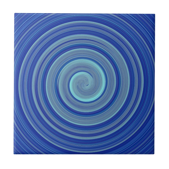 Azulejo De Cerâmica Espiral azul e turquesa (Frente)