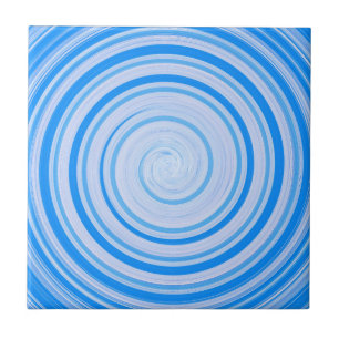 Azulejo De Cerâmica Espiral branca e azul
