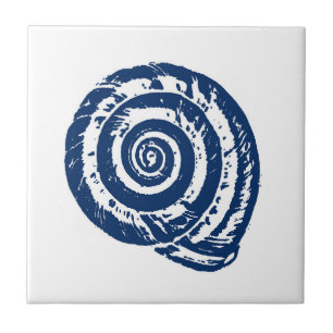 Azulejo De Cerâmica Espiral, Branco e Azul Cobalto