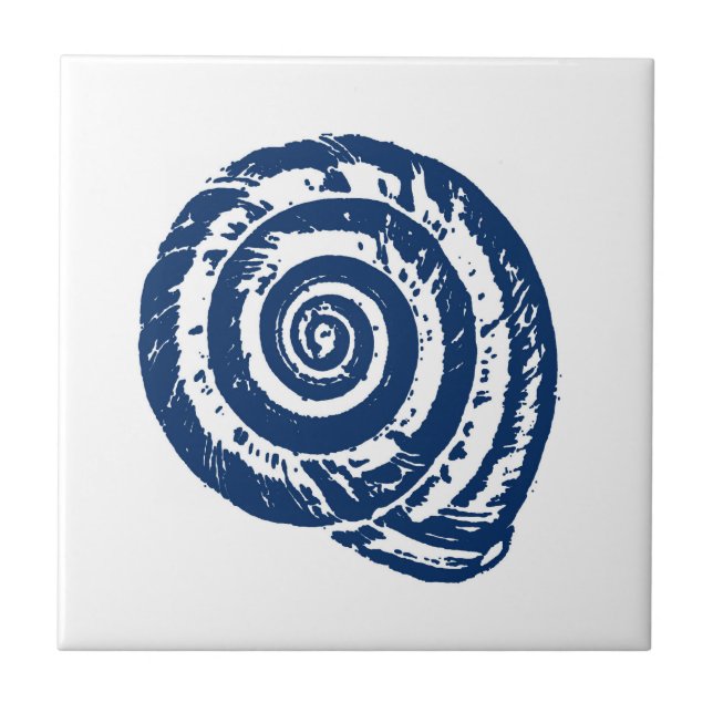 Azulejo De Cerâmica Espiral, Branco e Azul Cobalto (Frente)