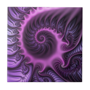 Azulejo De Cerâmica Espiral De Arte Fractal, Roxal, Rosa-Legal, vívida