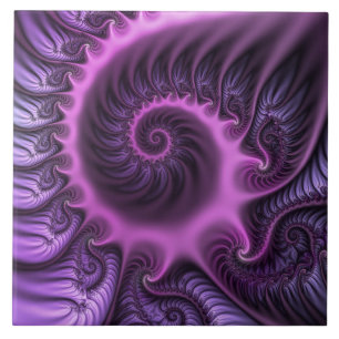 Azulejo De Cerâmica Espiral De Arte Fractal, Roxal, Rosa-Legal, vívida