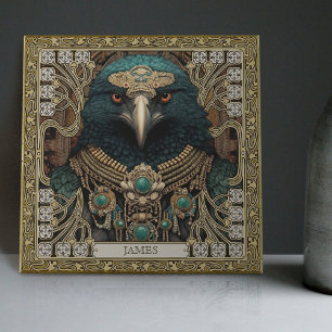 Azulejo De Cerâmica Espírito Animal do Corvo Campo Nome Personalizado