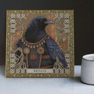 Azulejo De Cerâmica Espírito Animal do Corvo Campo Nome Personalizado