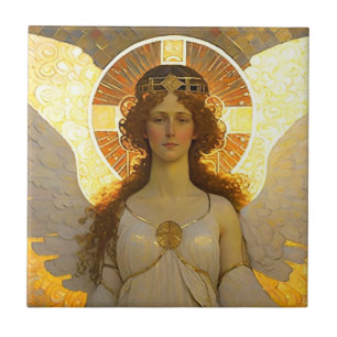 Azulejo De Cerâmica Espírito Anjo Dourado da Noite