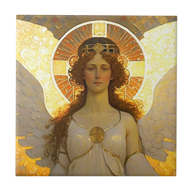 Azulejo De Cerâmica Espírito Anjo Dourado da Noite   (Frente)