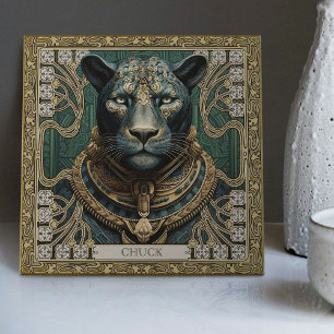 Azulejo De Cerâmica Espírito da Pantera Personalizado Tribal