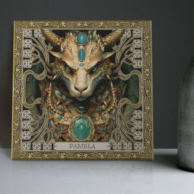 Azulejo De Cerâmica Espírito de Dragão Místico Personalizado (Criador carregado)
