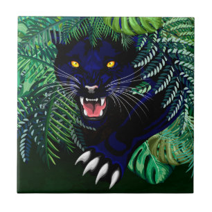 Azulejo De Cerâmica Espírito de Pantera Negra da Selva