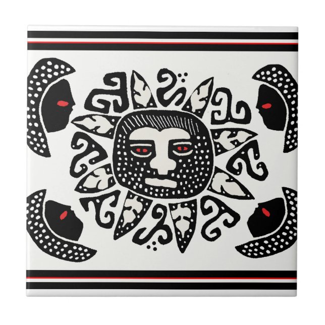 Azulejo De Cerâmica Espírito solar tribal indiano (Frente)