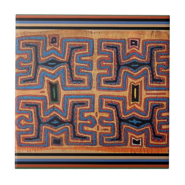 Azulejo De Cerâmica Espíritos de canoas indígenas Kuna (Frente)
