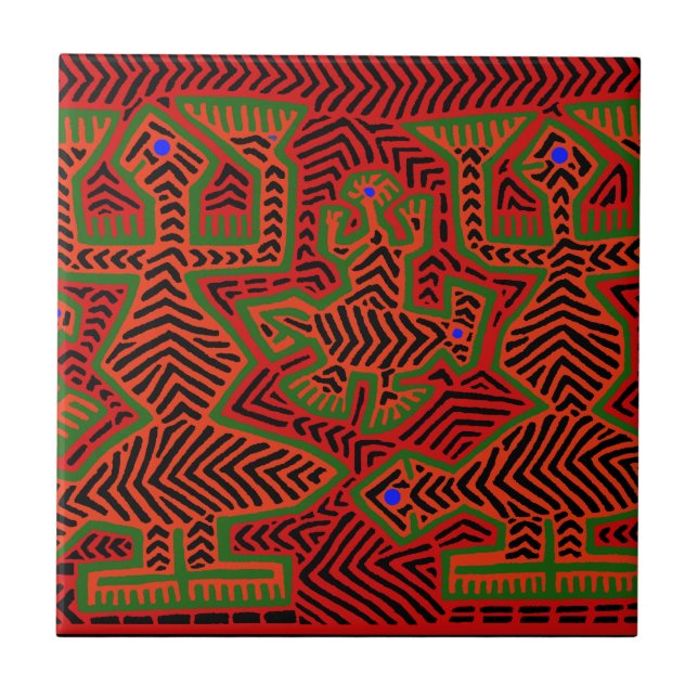 Azulejo De Cerâmica Espíritos Mola Índios Kuna (Frente)