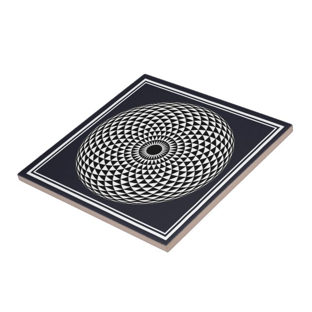 Azulejo De Cerâmica Espiritual Black White Mandala Geométrico Vetor Ar (Lateral)