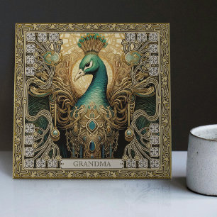 Azulejo De Cerâmica Esplendor Místico Personalizado do Pavão Joalheiro