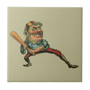 Azulejo De Cerâmica Esportes Antigos, Batedor de Beisebol Irritado