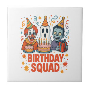 Azulejo De Cerâmica Esquadrão de Aniversário de Halloween Palhaço Sini