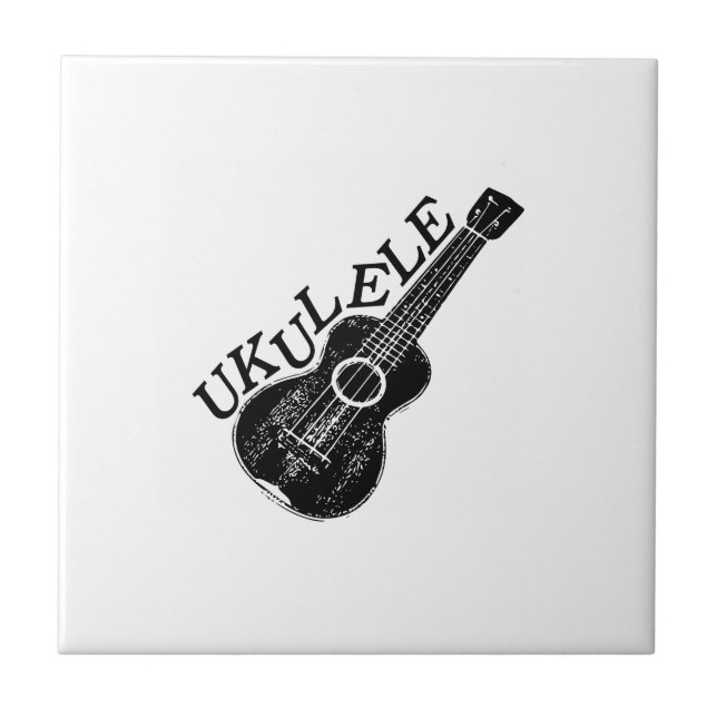 Azulejo De Cerâmica Esquadrão De Texto E Imagem Do Ukulele (Frente)
